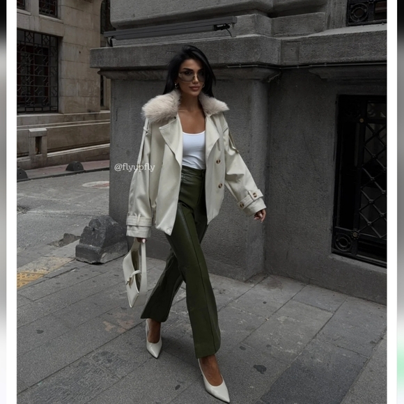 ZARA WATER REPELLENT SHORT TRENCH COAT FUR Size XL - Picture 11 of 16